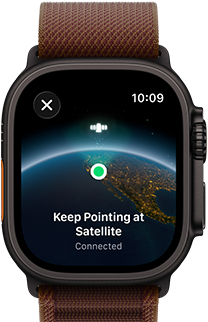Apple Watch Ultra 4, titanium case, black color, satellite connection, right side exterior, Digital Crown, raised side button, Alpine Loop band, burgundy color
