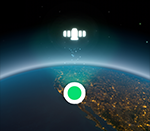 Globe showing user location with satellite icon above